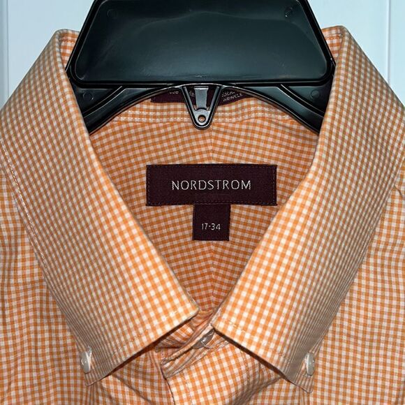 Tennessee Volunteers Gingham Orange Nordstrom wrinkle free smartcare dress shirt - Picture 3 of 5